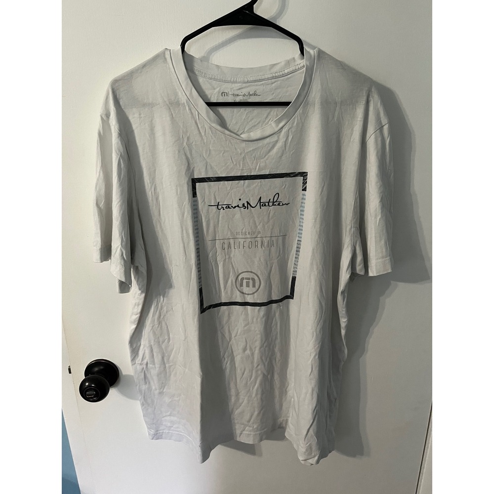TravisMathew Mens XL White Pima Cotton Graphic T-Shirt Designed in California